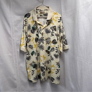 Paradise Key‎ Fine Resort Wear Cream and Yellow Floral Polo Shirt size 2XL